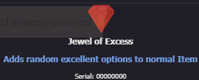 Jewel of Excess — recompensa mensal VIP